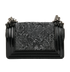 Sequin Plaid Small Boy, &pound;2,200, Handbags, Black, Patent Leather/Suede, Back view